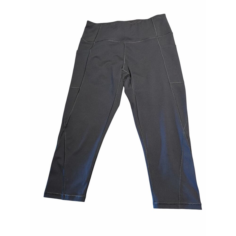 Heathyoga Women's Large Black Workout Capris with Pockets